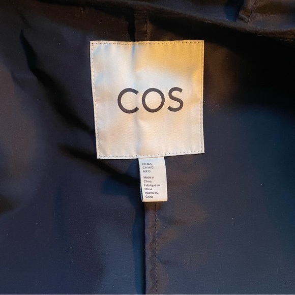 COS cropped hooded nylon crop jacket navy sleeve zip sporty luxe designer - Picture 12 of 15